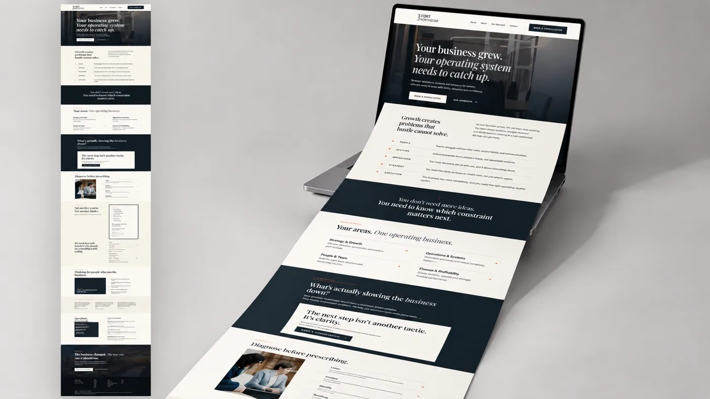 Northstar Growth Partners website mockup on a laptop with the full page unfolding